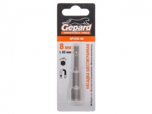 Насадка шестигранная магнитная 10х65мм GEPARD (GP3203-65) (Hex Shank Hexagon бита с торцевой головкой сталь магнитная)