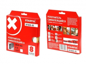 Уплотнитель "E" белый 10х4мм 6м (сдвоенный профиль 2х3м) STARFIX