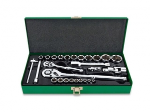 Набор головок 1/4" 1/2" 27предм. 6гр. метал.кейс TOPTUL