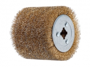 Щетка стальная с латунным покрытием 100х120 мм 0,3 мм WORTEX для WS 1012 S (диаметр 120 мм, ширина 100 мм, посадочный диаметр 19 мм, проволока 0,3 мм)