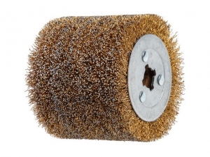 Щетка стальная с латунным покрытием 100х120 мм 0,5 мм WORTEX для WS 1012 S (диаметр 120 мм, ширина 100 мм, посадочный диаметр 19 мм, проволока 0,5 мм)