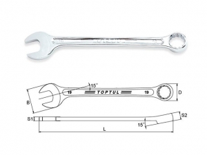 Ключ комбинированный 27мм 15° TOPTUL