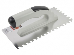 Гладилка нерж. 130х270мм зуб 8х8мм с двухкомпонентной ручкой STARTUL PROFI (ST1051-28) (для нанесения клея плиточного, клея для блоков)