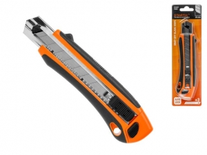 Нож пистолетный с выдвижным лезвием 25мм + 3 лезвия STARTUL PROFI (ST0927) (ABS + TPR покрытие корпуса   3 лезвия в комплекте)