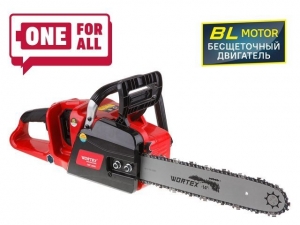 Аккум. пила цепная WORTEX CEC 3536 шина 35 см (14"), 3/8" LP, 1.1 мм ALL1 XLT SOLO БЕСЩЁТ.ДВИГ., 18В (БЕСЩЕТ.ДВИГ., 36 В (18+18), БЕЗ АКБ И ЗУ, шина 3