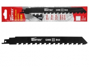 Пилка сабельная по кирпичу S 240B (1 шт.) WORTEX Биметалл YG8/HM, 240 мм длина (пропил прямой, грубый, для базовых работ)