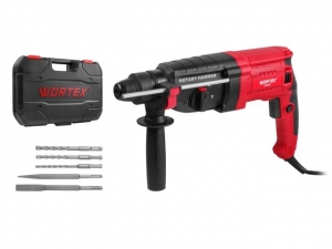 Перфоратор WORTEX RH 2831 в чем. + (2 зубила, 3 сверла) 850 Вт, 3.0 Дж, 3 реж., SDS-plus, Vario-Lock (850 Вт, 3.0 Дж, 3 реж., патрон SDS-plus, вес 3.2