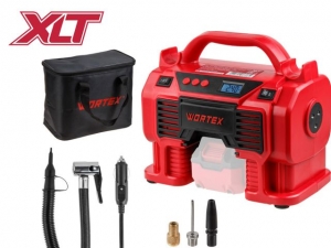 Аккум. компрессор WORTEX CTI 1810 в кор. ALL1 XLT SOLO 18 В, 11 бар, 9/360 л/мин (160 PSI / 1100 кПа, цифровой манометр, 790 мм шланг, подсветка)