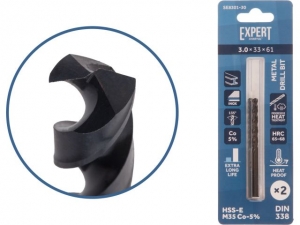 Сверло по металлу ц/х 3.0х33х61 мм HSS-Co, комплект из 2-х шт Black EXPERT STARTUL (кобальт 5%)