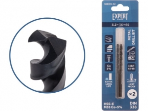 Сверло по металлу ц/х 3.2х36х65 мм HSS-Co, комплект из 2-х шт Black EXPERT STARTUL (кобальт 5%)