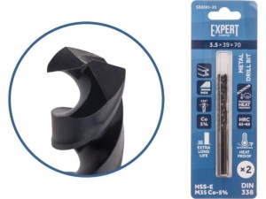 Сверло по металлу ц/х 3.5х39х70 мм HSS-Co, комплект из 2-х шт Black EXPERT STARTUL (кобальт 5%)