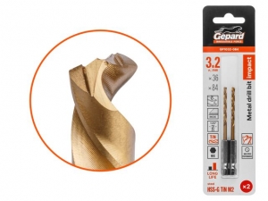 Сверло по металлу шестигр. 3.2х36х84 мм HSS-G TIN, комплект из 2-х шт GEPARD (многогранная заточка)